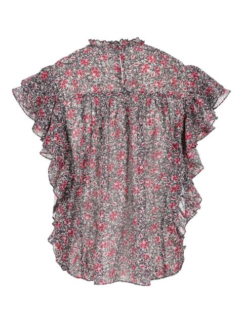ISABEL MARANT ruffled floral-print top - Black - zdjęcie produktu nr 2