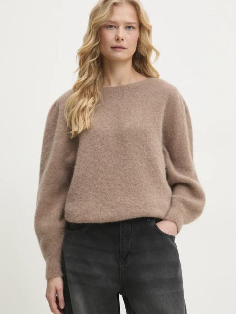 Answear.LAB sweter wełniany damski kolor beżowy
