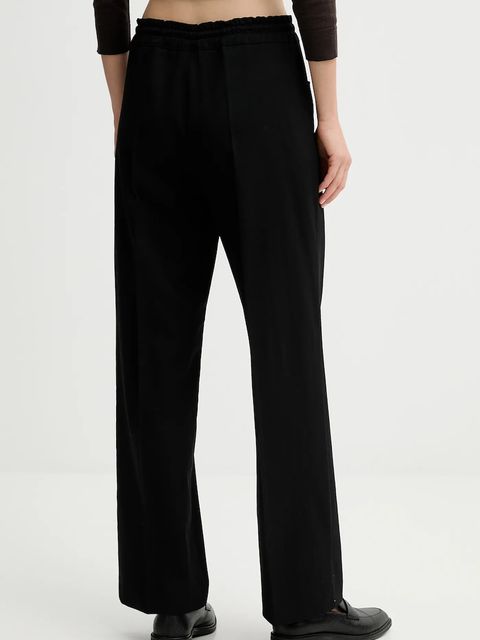 Liviana Conti spodnie z dodatkiem wełny damskie kolor czarny proste high waist L5WN85