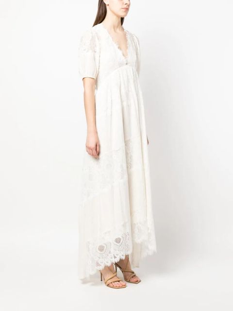 TWINSET long lace cotton dress - Neutrals