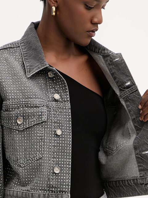 Liu Jo kurtka jeansowa kolor szary przejściowa oversize UF5088.D5020