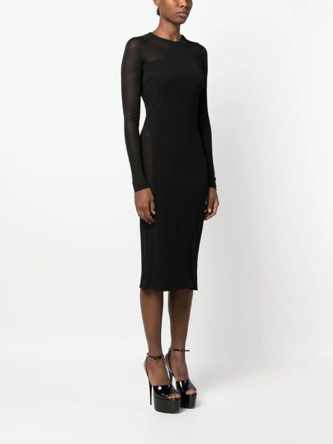 TOM FORD semi-sheer panelled midi dress - Black - zdjęcie produktu nr 2