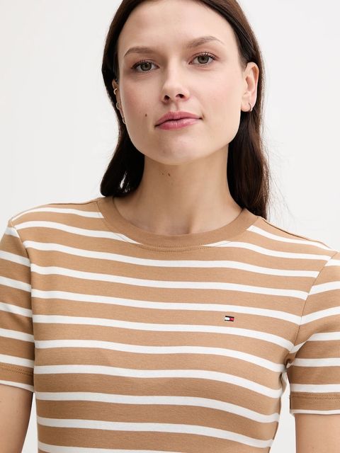 Tommy Hilfiger sukienka bawełniana kolor beżowy mini rozkloszowana WW0WW42721