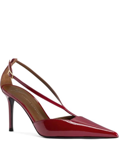 Giuseppe Zanotti 85mm T-strap pointed-toe pumps - 002 RED - zdjęcie produktu nr 1