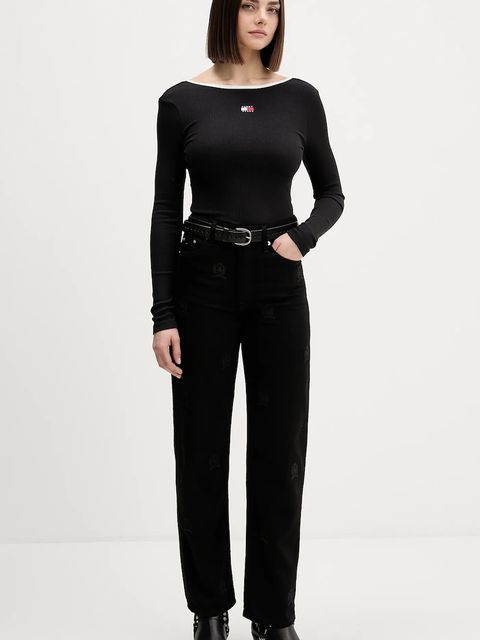 Tommy Jeans longsleeve kolor czarny odkryte plecy DW0DW21839 - zdjęcie produktu nr 2