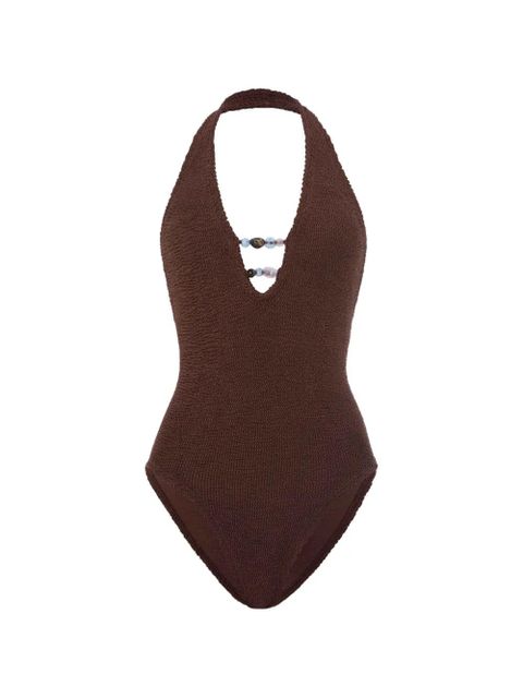 Hunza G Adriana beaded swimsuit - Brown - zdjęcie produktu nr 1