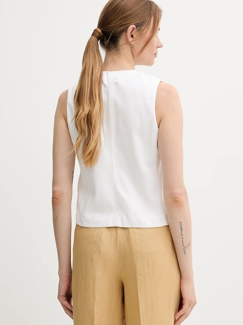 United Colors of Benetton kamizelka kolor biały jednorzędowa 2LEDDJ00G