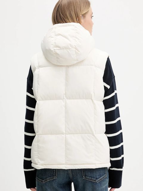 Tommy Jeans bezrękawnik puchowy kolor beżowy zimowy DW0DW21627