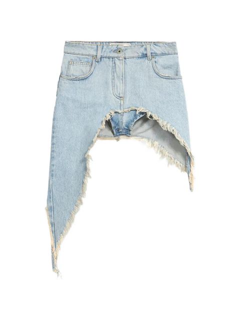 Blumarine asymmetric frayed denim skirt - Blue - zdjęcie produktu nr 1