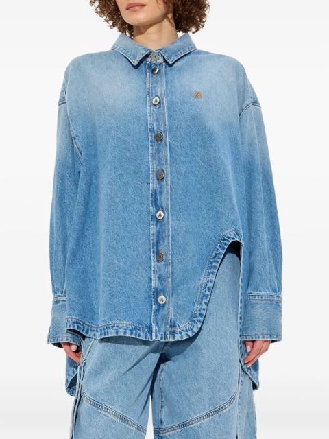 The Attico asymmetric-hem denim shirt - Blue