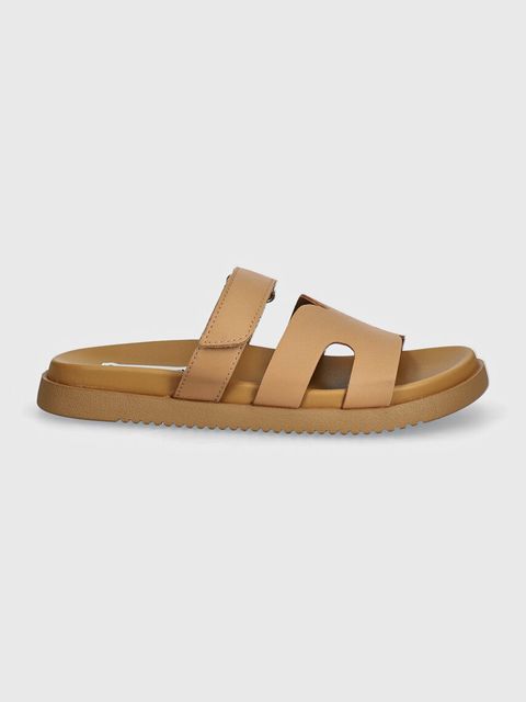 Steve Madden klapki skórzane damskie kolor brązowy