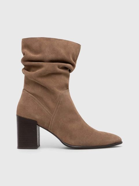 Medicine kozaki zamszowe damskie kolor beżowy na platformie - zdjęcie produktu nr 1