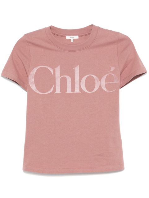 Chloé flocked-logo T-shirt - Pink - zdjęcie produktu nr 1