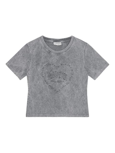 GANNI logo-embroidered T-shirt - Grey - zdjęcie produktu nr 1