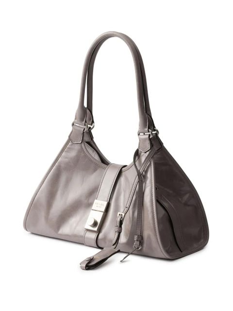 Prada medium leather tote bag - Grey