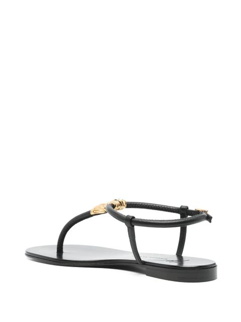 Giuseppe Zanotti Tie flat leather sandals - Black - zdjęcie produktu nr 2