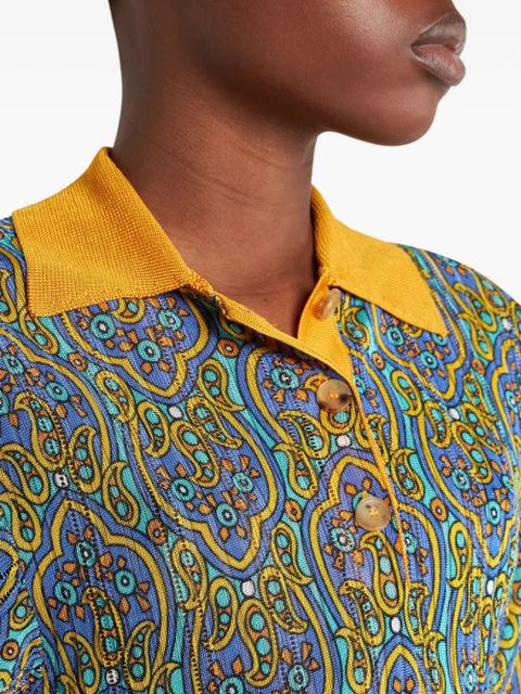 ETRO printed knitted polo shirt - Orange