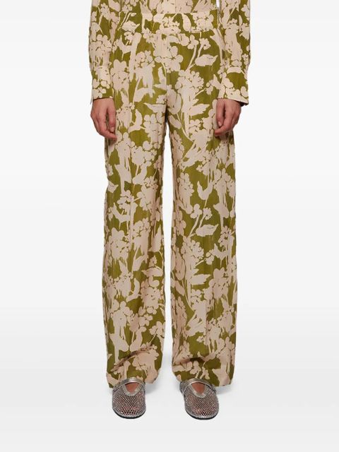 Victoria Beckham floral-print trousers - Green