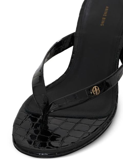 ANINE BING Noelle croc-embossed heeled sandals - Black