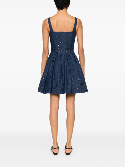 Maje sequin-embellishment square-neck mini dress - Blue