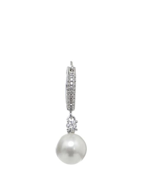 Self-Portrait crystal-embellished faux-pearl earrings - Silver