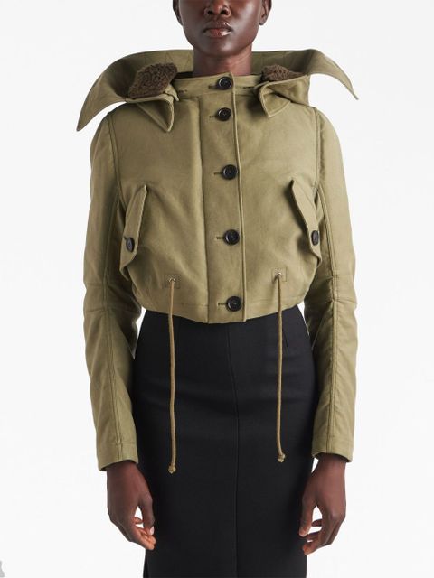 Prada button-up cropped hooded jacket - Green - zdjęcie produktu nr 2