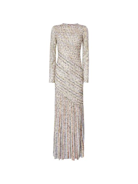 Missoni pleated long-sleeved maxi dress - Neutrals - zdjęcie produktu nr 1