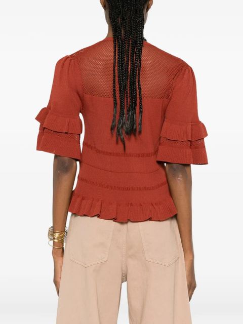 TWINSET ruffled knitted top - Brown