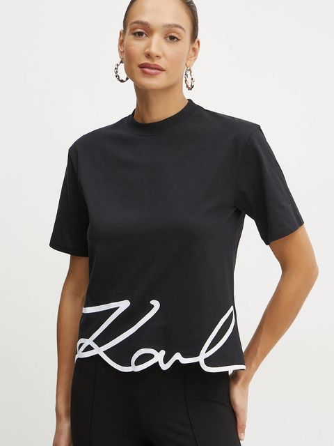 Karl Lagerfeld t-shirt bawełniany KARL SIGNATURE damski kolor czarny A1W17013 - zdjęcie produktu nr 1