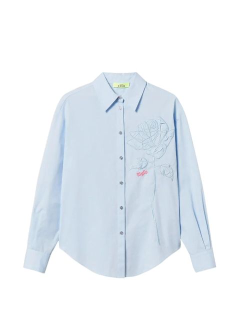 TWINSET x Myfo floral-embroidered shirt - Blue - zdjęcie produktu nr 1
