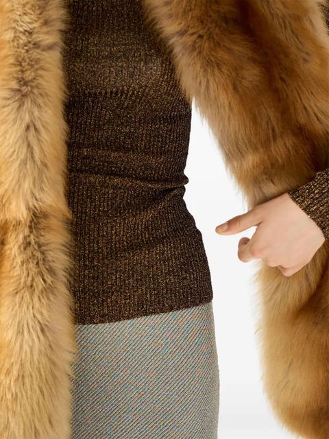 Miu Miu lamé crew-neck sweater - Brown