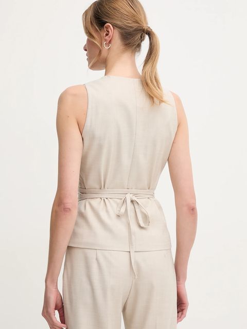 Sandro Ferrone kamizelka kolor beżowy niezapinana S23XBEBAFATA