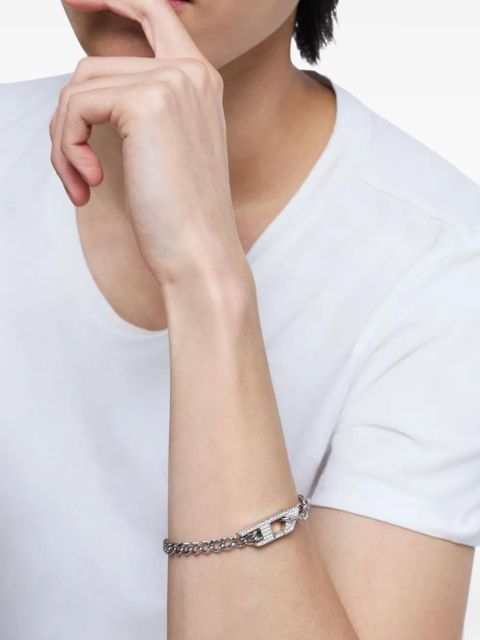 Diesel chain-link pavé bracelet - Grey