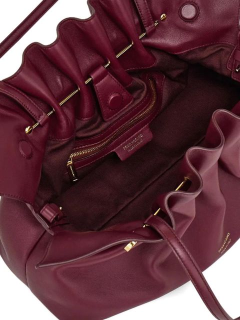 Ferragamo medium soft double-Gancini shoulder bag - Red