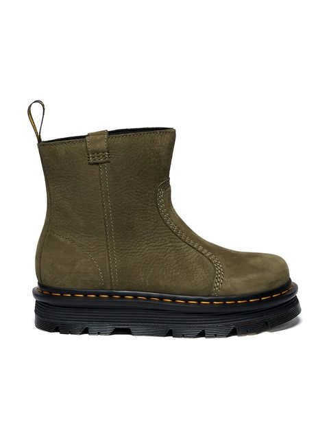 Dr. Martens botki nubukowe ZebZag Rigger damskie kolor zielony na platformie DM42022300 - zdjęcie produktu nr 1