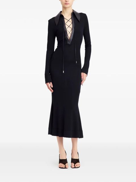 16Arlington Talia lace-up collared midi dress - Black - zdjęcie produktu nr 2