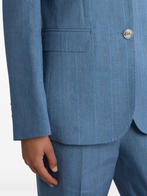 ETRO Pegaso-buttons striped single-breasted blazer - Blue