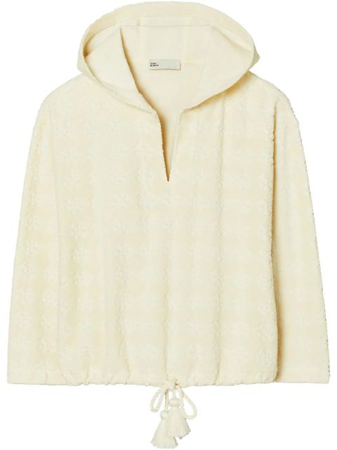 Tory Burch logo-jacquard terry hoodie - Neutrals - zdjęcie produktu nr 1