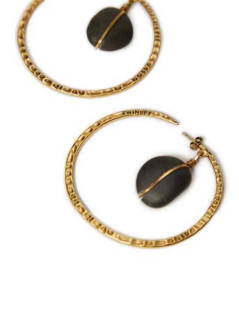 TWINSET hammered-hoop stone earrings - Gold - zdjęcie produktu nr 2