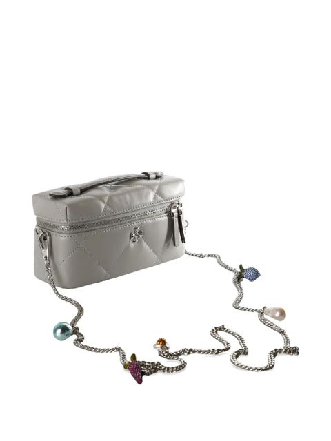 Tory Burch Kira quilted embellished-chain cross-body bag - Grey - zdjęcie produktu nr 2