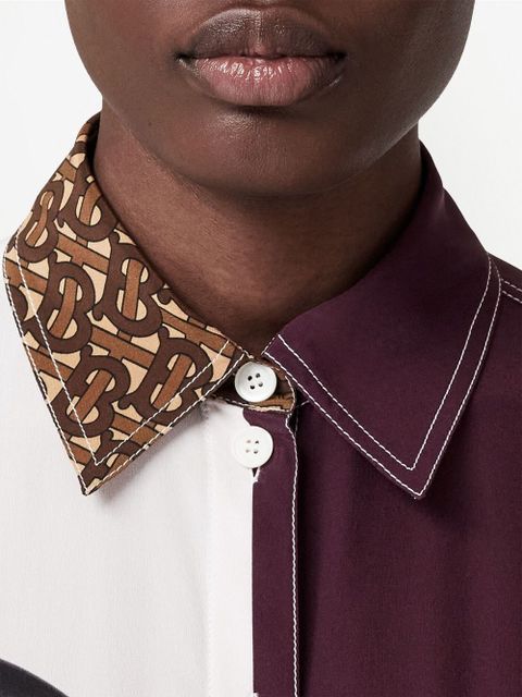 Burberry swan print monogram collar shirt - Brown