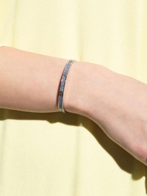 Tory Burch rhinestone-embellished logo bracelet - Silver