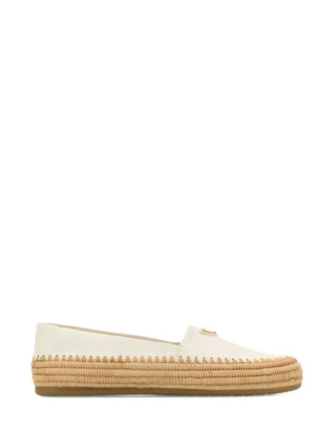 Prada leather woven espadrilles - White