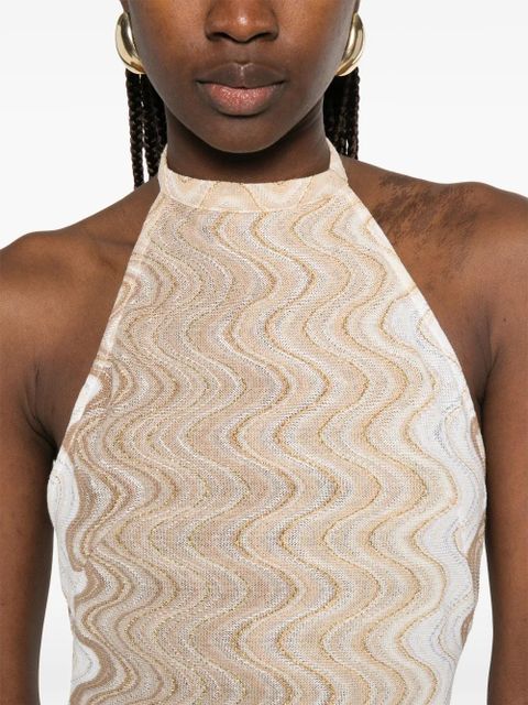 MC2 Saint Barth chevron-knit halterneck dress - Neutrals