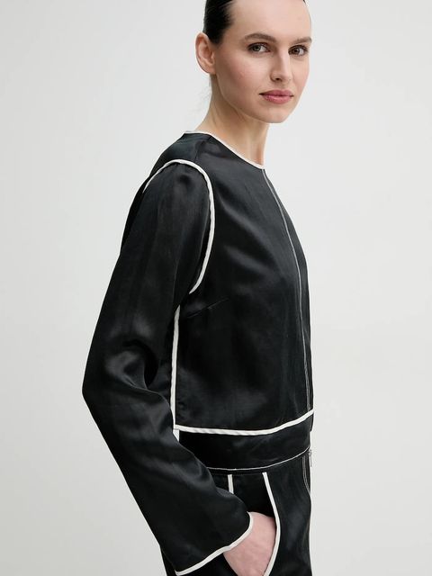 Day Birger et Mikkelsen bluzka z domieszką lnu Baryl damska kolor czarny gładka DAY65243652