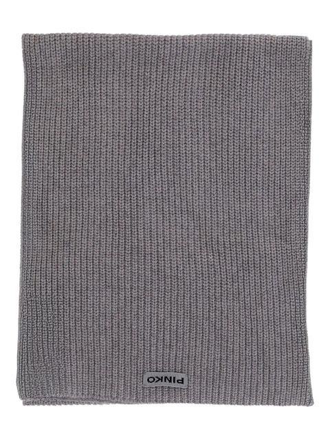 PINKO ribbed logo-label scarf - Grey - zdjęcie produktu nr 1