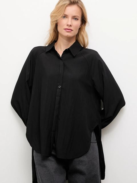 Answear.LAB koszula damska kolor czarny relaxed z kołnierzykiem klasycznym - zdjęcie produktu nr 1