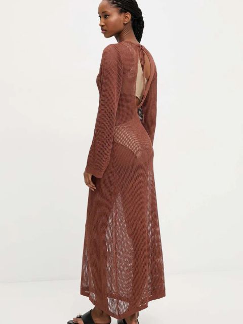 Answear Lab sukienka plażowa kolor brązowy