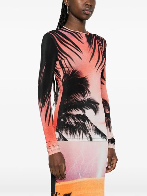 Rabanne palm print T-shirt - Orange