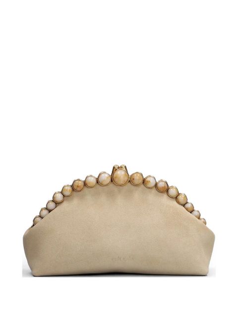 Cult Gaia bead-embellished suede clutch bag - Neutrals - zdjęcie produktu nr 1